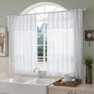 Cortina Renda Branca Translúcida Decorativa Sala Cozinha Janela 1,30x2,60m Elegante