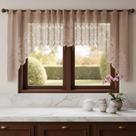 Cortina Renda Cozinha Cascata 3,00 M X 1,00 Alt Marrom