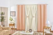 Cortina Rustica 2,00 X 1,70 P/ Janela Sala Ou Quarto Bandô Voil E Malha Rosê