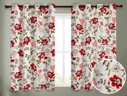 Cortina Rústica 2,80M x 2,50M Floral Papoula Quarto ou Sala
