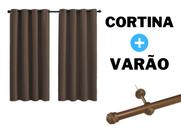 Cortina Sala Com Varao Incluso 19mm Kit Completo