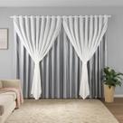 Cortina Sala Quarto Blecaute 2,80m x 2,60m Alt. Linho Bordado, Forro em PVC Blackout Corta Luz com Abraçadeiras Inovi Cortina Sala Quarto Blecaute 2,80m x 2,60m Alt. Linho Bordado, Forro em PVC Blackout Corta Luz com Abraçadeiras Inovi