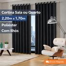 Cortina Sala Quarto Poliéster 2,20 x 1,70 Com Ilhós Moderna