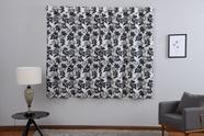 Cortina Semi Blackout de Tecido Jacquard Pérola para Sala Quarto Escritório 2,00m x 1,70m Estampa Folhagem Cinza e Preto