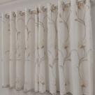 Cortina Sofisticada Meia Parede Voil Bordada Floral Com Forro Microfibra 3,00x1,80
