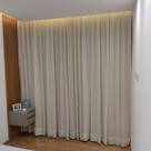 Cortina Sofisticada Voil Linho Com Forro Blackout Wave Trilho Suíço Sob Medida 8,00x2,60