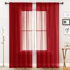 Cortina SpaceDresser Sheer Voile 132x137 cm Vermelho Natal