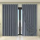 Cortina Tecido Blecaute com Voil Liso 5,60m x 2,70m 100% Poliéster 100% Poliéster - Cinza