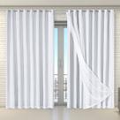 Cortina Tecido Blecaute com Voil Xadrez 2,70m x 2,30m 100% Poliéster - Branco