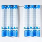 Cortina Tecido Oxford 2,00M X 1,30M Conchas Praia Azul