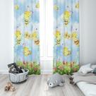 Cortina Tecido Oxford Quarto Infantil Abelinhas Felizes Aquarela - 140x220cm
