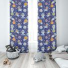Cortina Tecido Oxford Quarto Infantil Astronautas no Espaço - 140x220cm