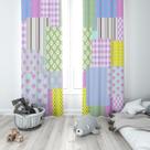 Cortina Tecido Oxford Quarto Infantil Colcha de Retalhos Patchwork - 140x220cm