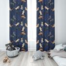 Cortina Tecido Oxford Quarto Infantil Constelações Gatos Astronautas - 140x220cm