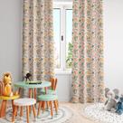 Cortina Tecido Oxford Quarto Infantil Folhas e Flores Diversas Coloridas - 280x220cm