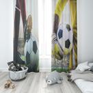 Cortina Tecido Oxford Quarto Infantil Futebol Ataque e Defesa - 220x140cm