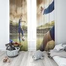 Cortina Tecido Oxford Quarto Infantil Futebol Chute ao Gol - 220x140cm