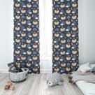 Cortina Tecido Oxford Quarto Infantil Leãozinho e Arco Iris - 140x220cm
