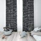Cortina Tecido Oxford Quarto Infantil Quadro Negro Matemática - 140x220cm