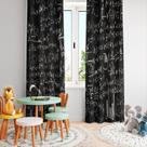 Cortina Tecido Oxford Quarto Infantil Quadro Negro Matemática - 280x220cm
