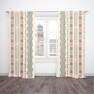 Cortina Tecido Oxford Quarto Sala Formas Geométricas e Linhas Chevron 280x220cm