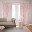 Cortina Tecido Oxford Sala Rosa Arabesco Florido - 140x220cm