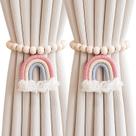 Cortina Tiebacks BDHRKTE com miçangas de madeira, 2 peças, rosa arco-íris