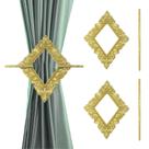 Cortina Tiebacks Mewutal Gold Square Plastic, pacote com 2