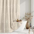 Cortina TURKIO Bege Boho 183x183 cm Chevron Acolchoado