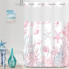Cortina TWLSNCD Cortina de chuveiro costeira náutica 180x188cm rosa