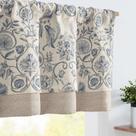 Cortina Valance jinchan de linho de camada dupla 45x45cm azul sobre bege