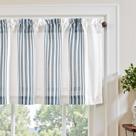 Cortina Valance jinchan de linho listrado 40x40cm azul