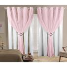 Cortina voal rosa BB blackout corta luz 100% branco largura 2.60x altura 2.50