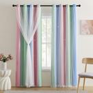 Cortina XiDi 132x183 cm Infantil Opaca Rosa Arcoíris Estrellas