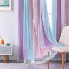 Cortina XiDi Rainbow Pink Purple 86x244 cm com padrão de estrelas
