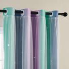 Cortina XiDi Rainbow Roxa Verde Cinza com Estrela Blackout