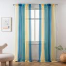 Cortina Yancorp Transparente Semi para Dormitorio 240cm Lino Azul Beige
