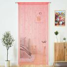 Cortina YaoYue, cordão frisado, borlas, rosa, 100x200cm