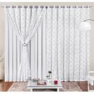 Cortina Yasmin 2 Metros Branca Tecido Malha Com Renda Floral Sala ou Quarto