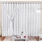Cortina Yasmin 4 Metros Branca Tecido Malha Com Renda Floral Sala ou Quarto