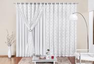 Cortina Yasmin renda com forro branca 4,00x2,50 sala quarto