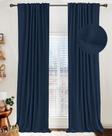 Cortinas 100% Blackout Shield Linen 50x213cm azul meia-noite
