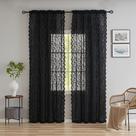 Cortinas ALIGOGO Black Floral Lace Semi Transparente 280x260cm 2 painéis