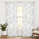 Cortinas Beauoop Floral Linen Semi Sheer 214 cm Amarelo Cinza