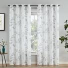 Cortinas Beauoop Floral Linen Semi Sheer 214 cm H 2 painéis cinza