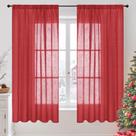Cortinas BGment 160x132 cm, linho vermelho, conjunto de 2 painéis