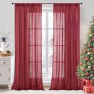 Cortinas BGment Burgundy Linen texturizadas 213x132cm 2 painéis