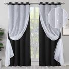Cortinas BGment de dupla camada, berçário, branco acinzentado, 132x213cm