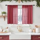 Cortinas BGment de Lino Burdeos 91x91 cm Juego Liviano