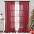 Cortinas BGment Linen 2 painéis 240x132cm Borgonha Semi Sheer